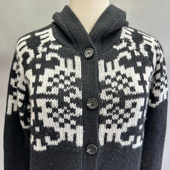 Moda International Y2k black/white Southwestern sweater tie cardigan Size medium - Picture 5 of 16